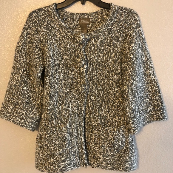 Fenn Wright Manson Sweaters - Fenn Wright Manson Gray and White Cardigan Sweater